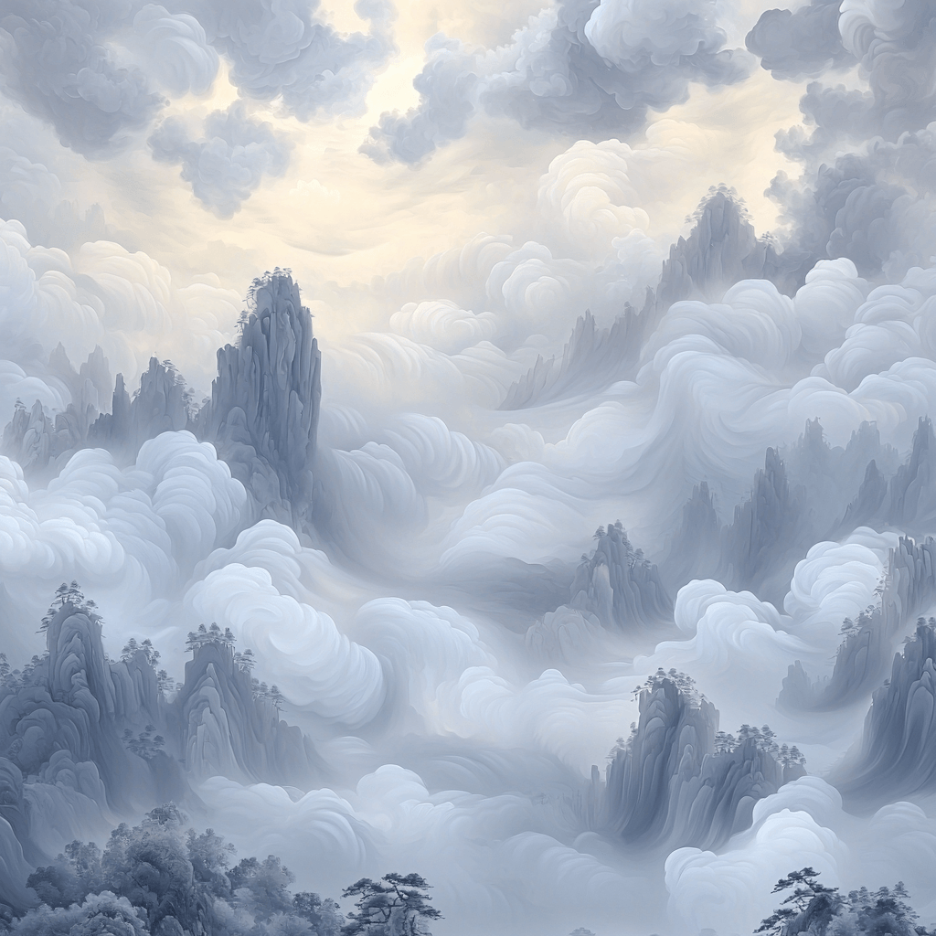 Zhao Mengfu Inspired Dancing Clouds Numbered Painting Kits