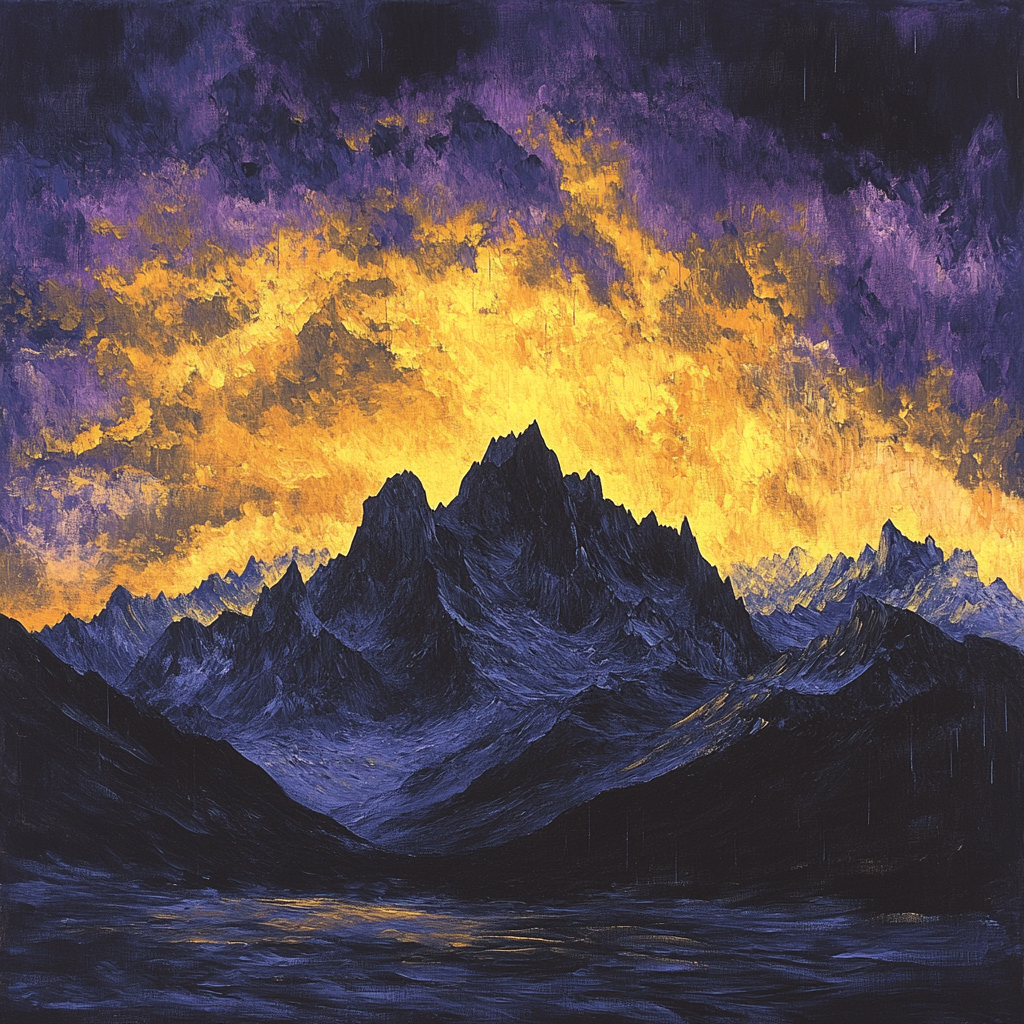 Frederick Varley Inspired Brooding Mountain Silhouette Beneath Storm-Wrought Sky Paint by numbers kits