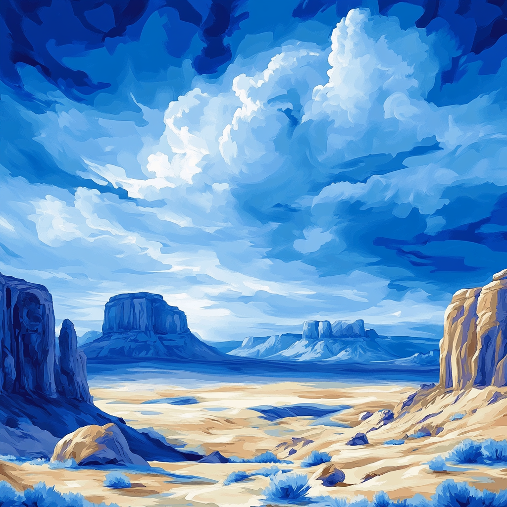 Georgia O’Keeffe Inspired Azure Sky Above Desert Mesa Numbered painting kits