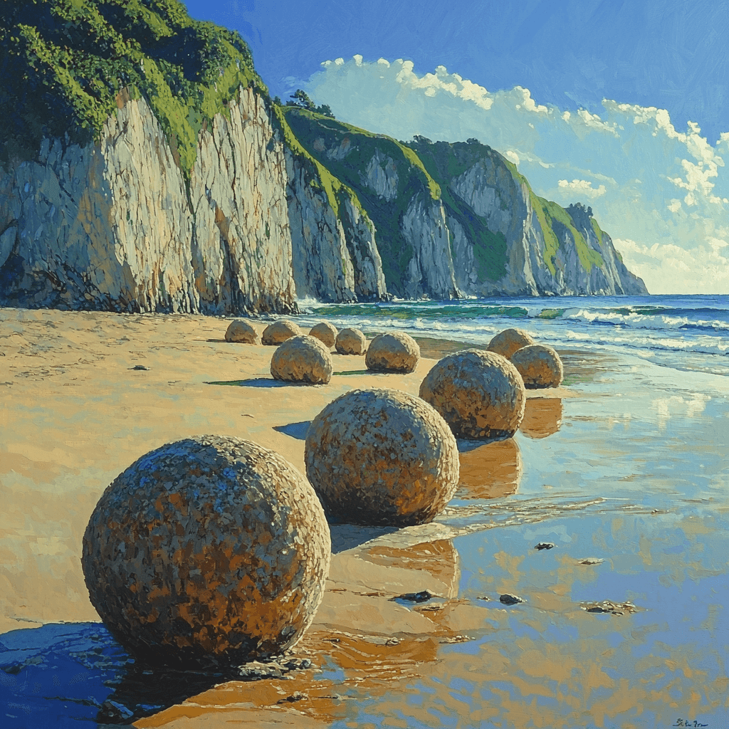 Moeraki Boulders - New Zealand Numbered Painting Kits