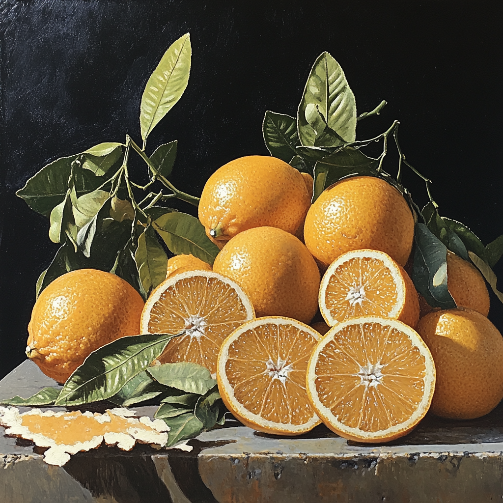 Caravaggio Inspired Tarnished Citrus Still Life paint by number