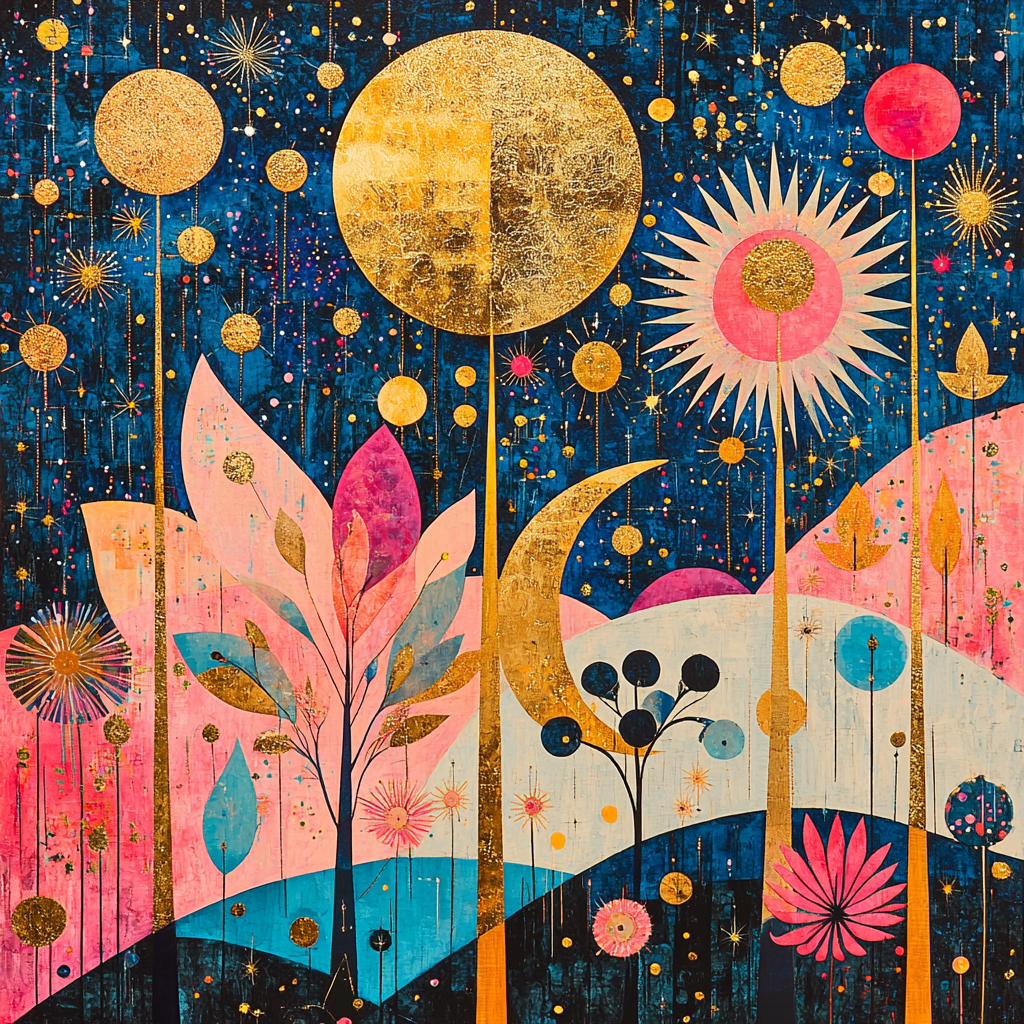 Gustav Klimt Inspired Whimsical Universe Paint By Color