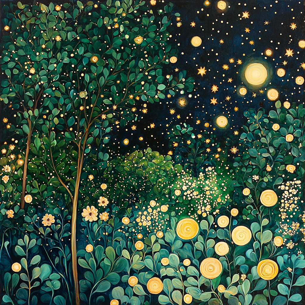 Gustav Klimt Inspired Starlit Garden Retreat Painting Number Kit