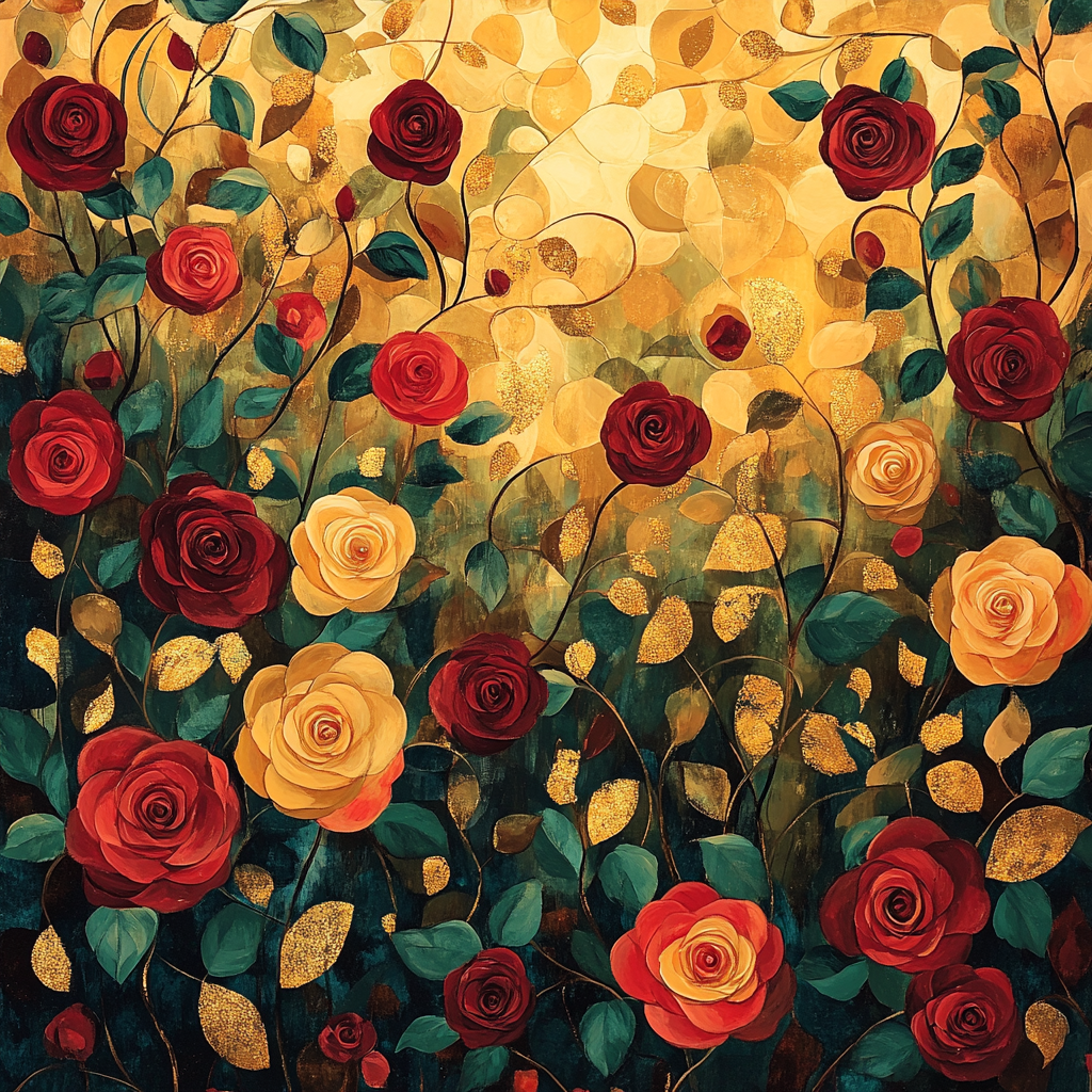 Gustav Klimt Inspired Golden Garden Of Roses Paint by numbers kits