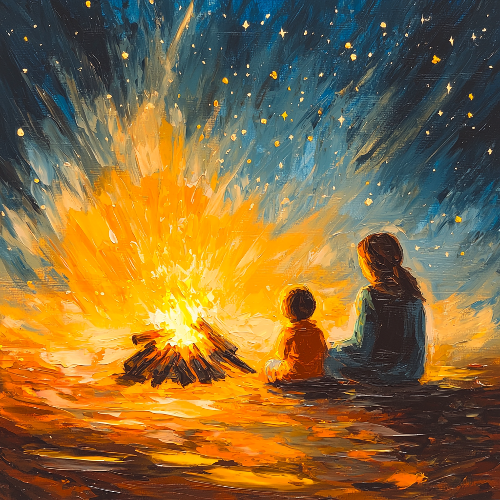 Family Campfire Night Paint By Numbers