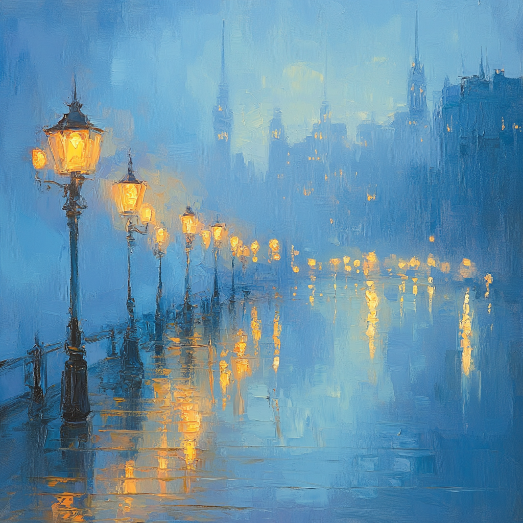 Monet Inspired Foggy Citylights paint by number