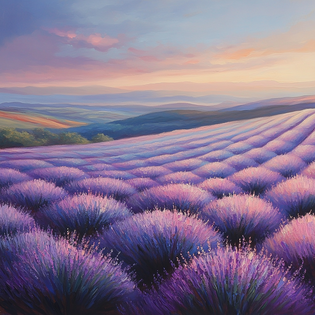 Claude Monet Inspired Lavender Field At Dusk painting number kit