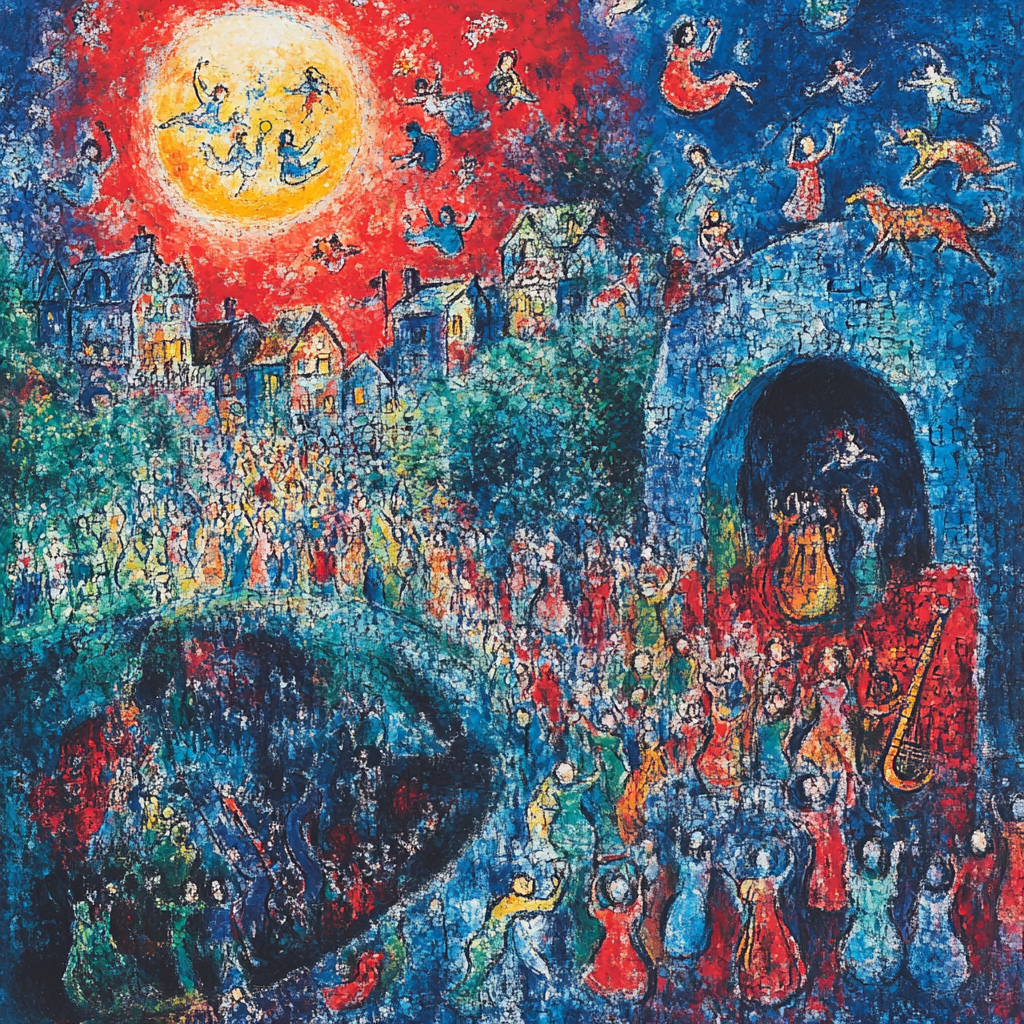 Marc Chagall Inspired Dreamlike Village Festival Paint by numbers art