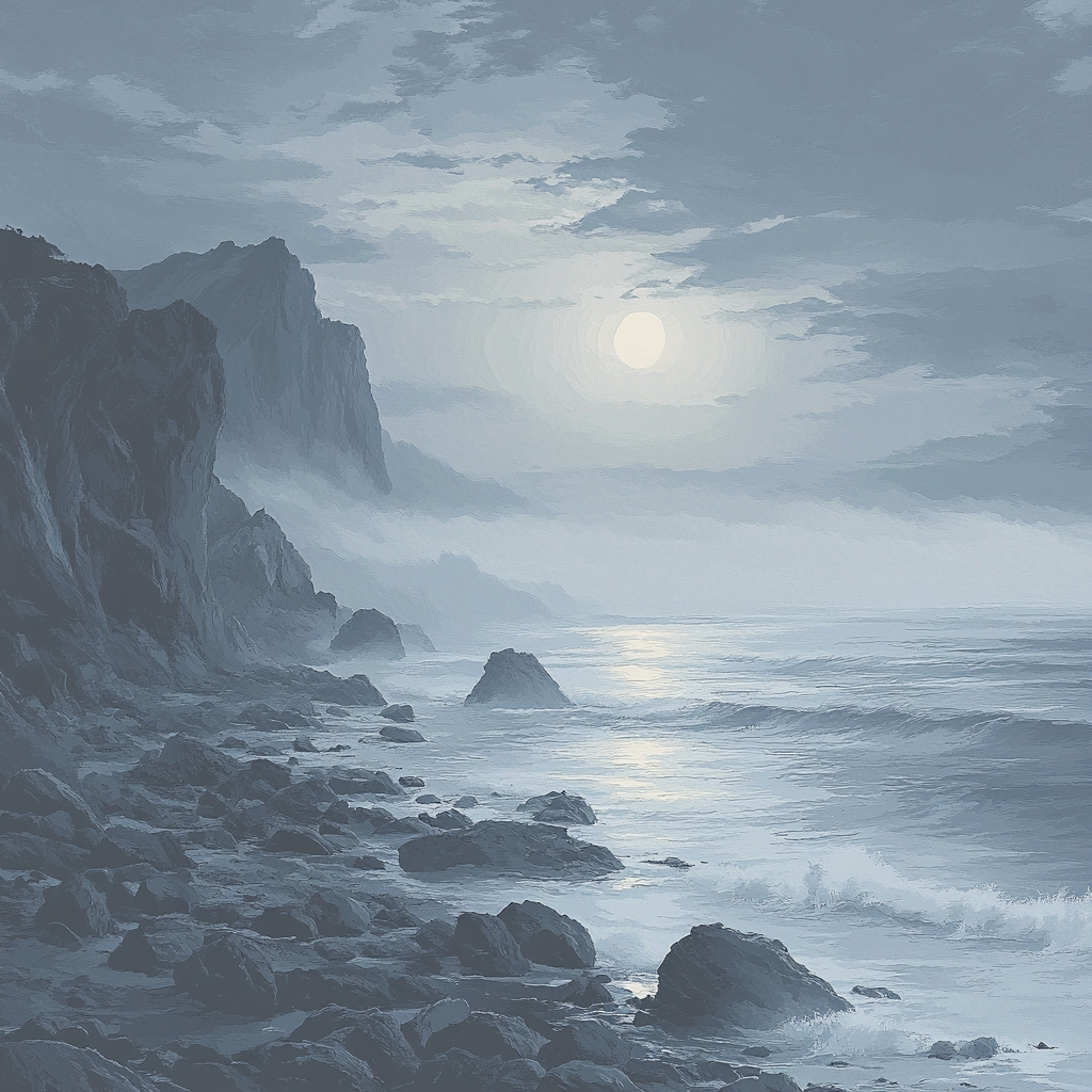 Francisco Goya Inspired Ghostly Fog Over Rocky Coastline At Dusk Paint by numbers art