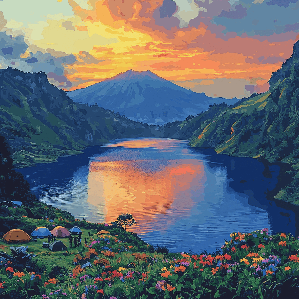 Mount Rinjani Crater Lake - Lombok Paint By Numbers Kits