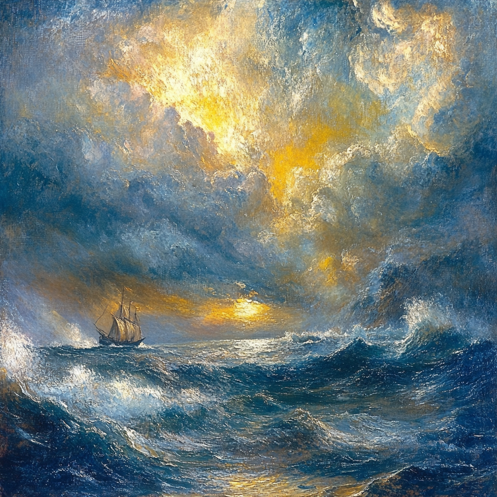 JMW Turner Inspired Stormy Ocean Voyage Numbered painting kits