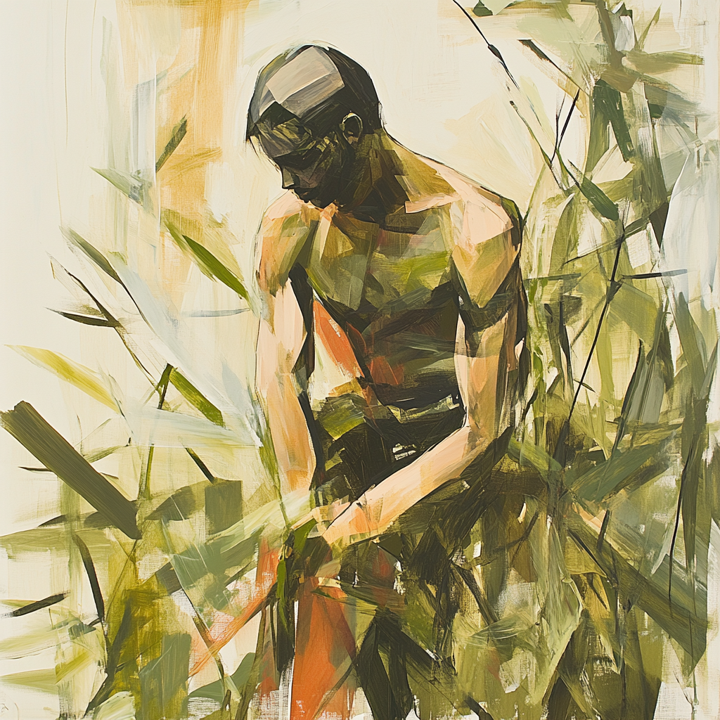 Egon Schiele Inspired Contorted Figure In Garden Numbered painting kits