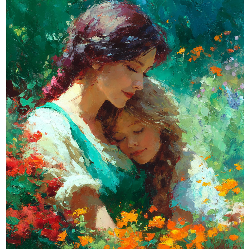 Morning Cuddles In The Garden Numbered Painting Kits