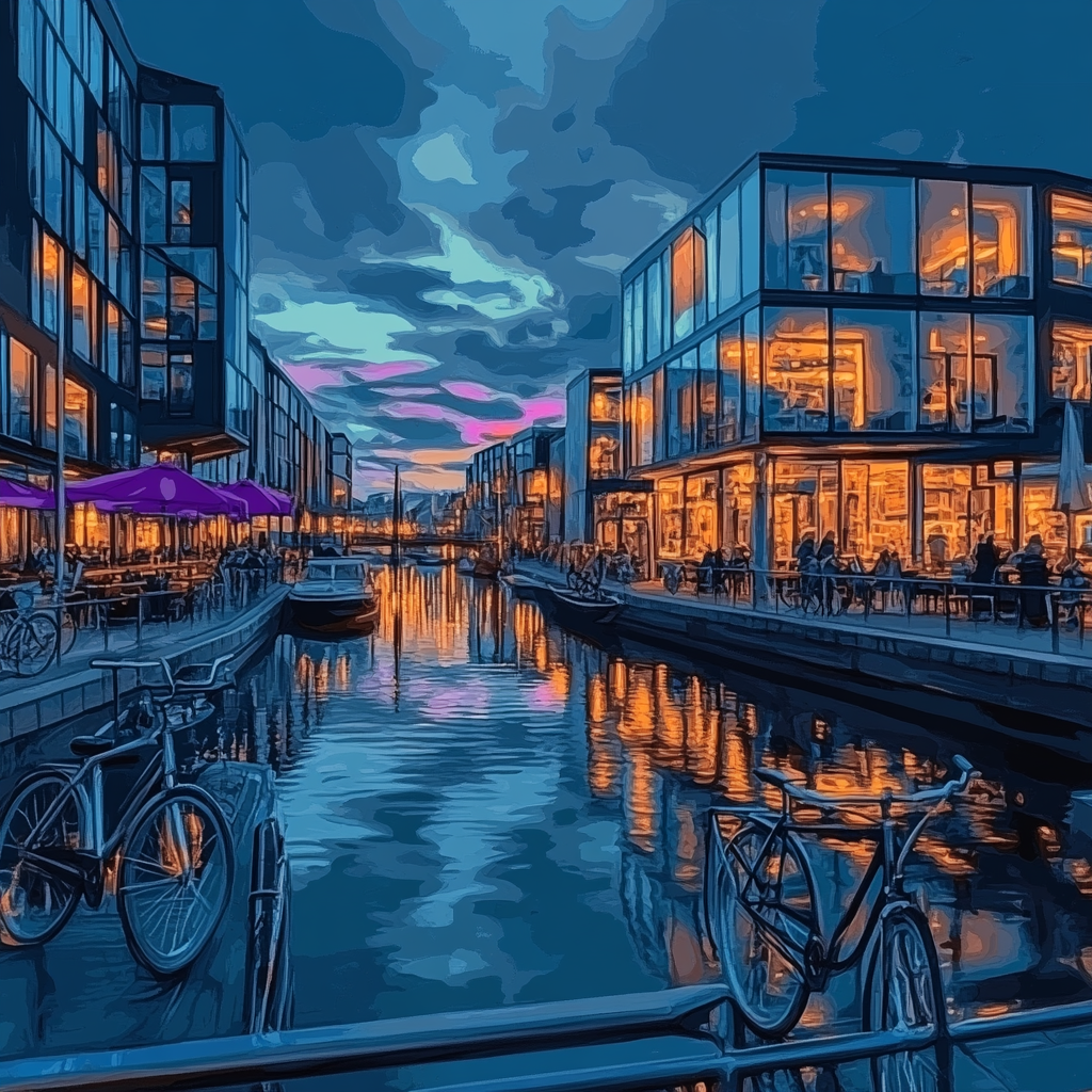 Canal Quarter Nightlife Rotterdam Netherlands Paint by numbers kits