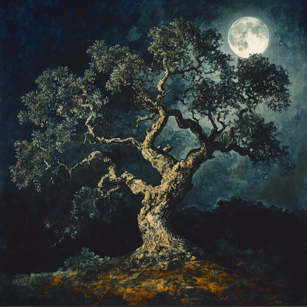 Francisco Goya Inspired Moonlit Gnarled Oak Silhouette Paint by numbers art