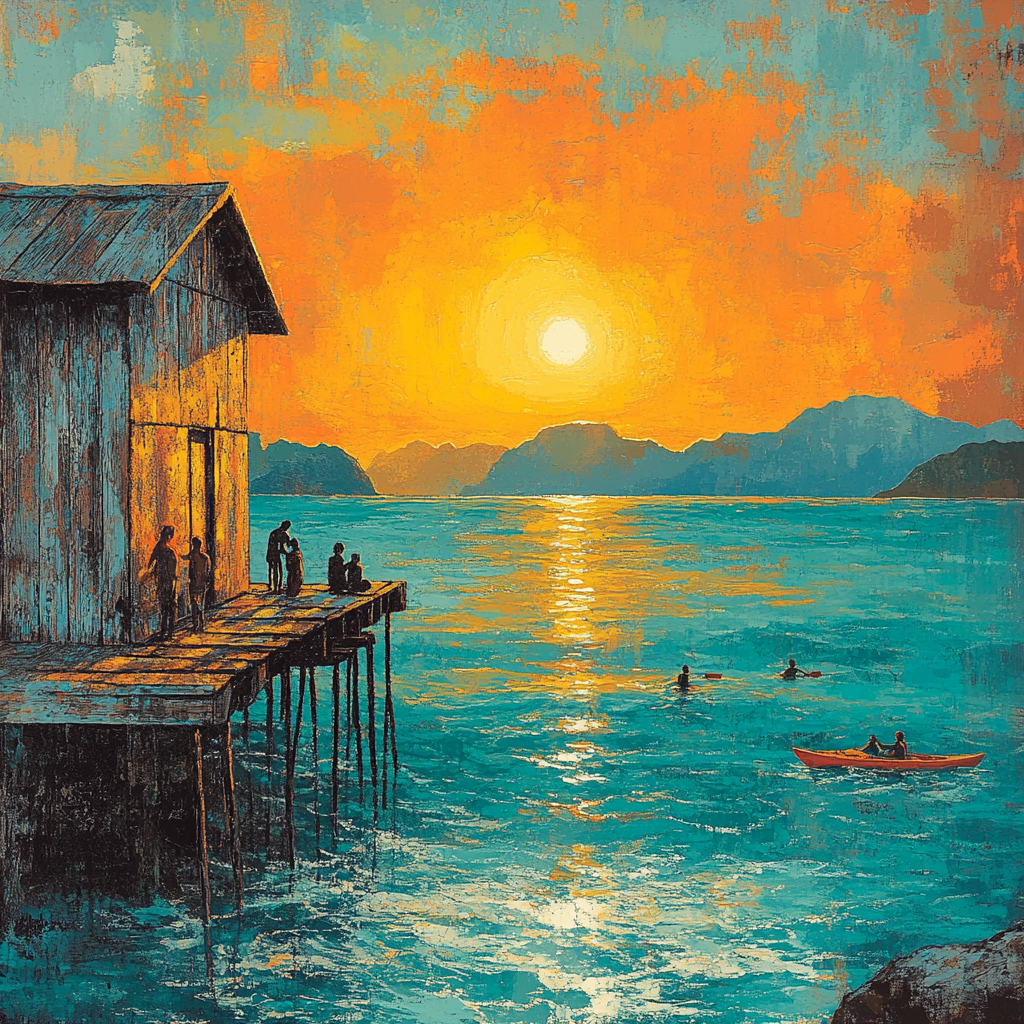 Sai Wan Swimming Shed Sunset Hong Kong China paint by number