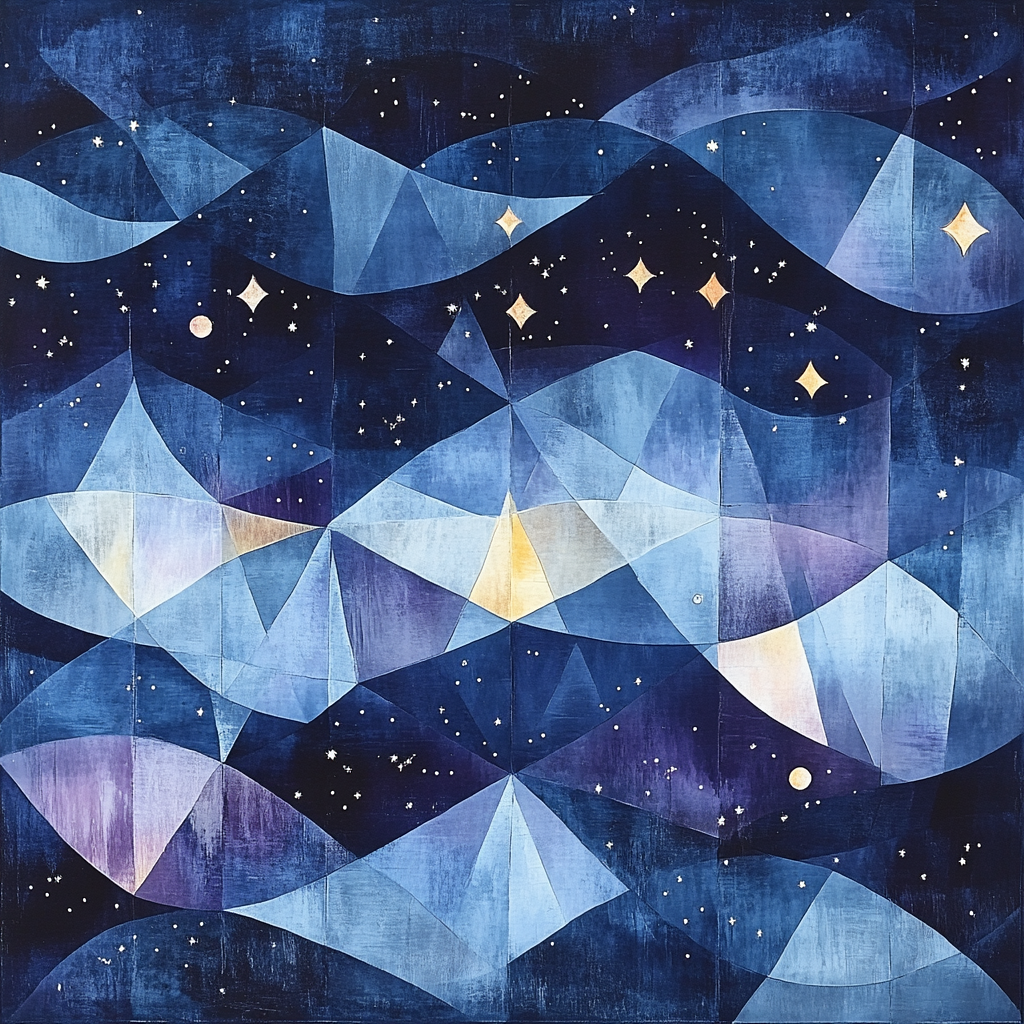 Pablo Picasso Inspired Abstracted Night Sky In Cubist Forms Number painting