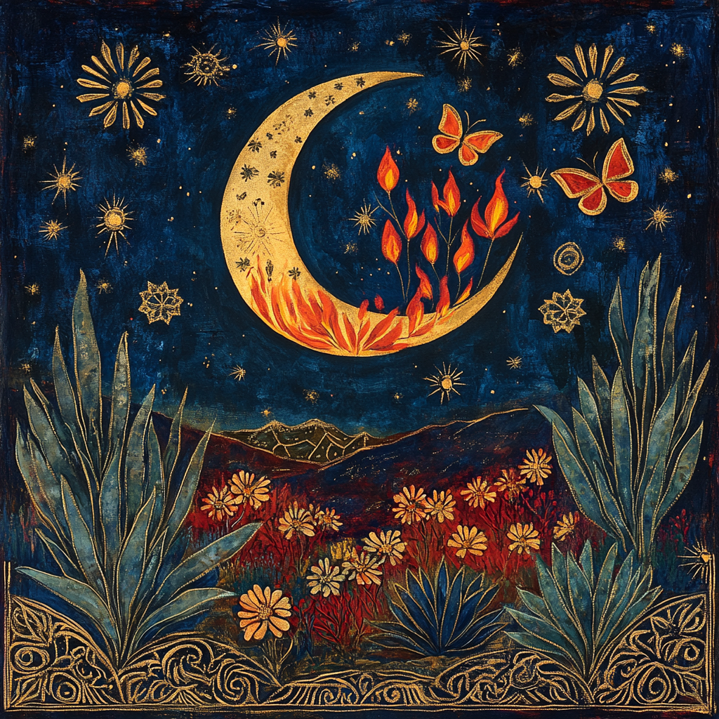 Frida Kahlo Inspired Burning Moon Painting by numbers kit