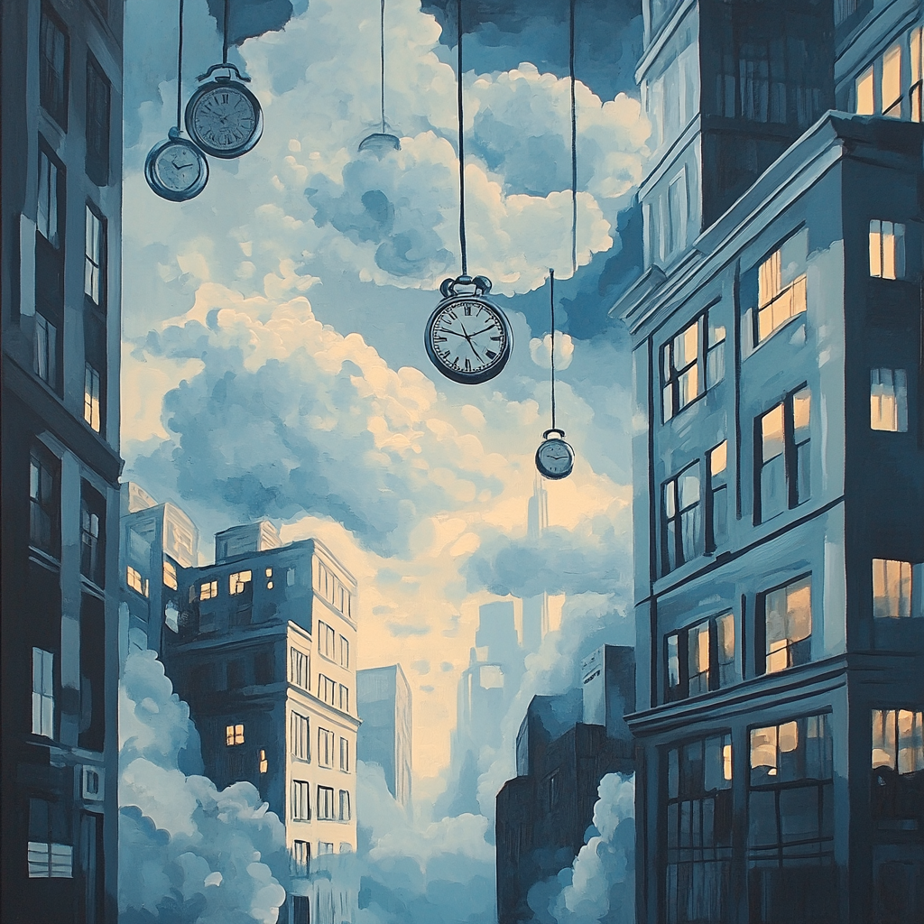 René Magritte Inspired Surreal Cityscape Number painting