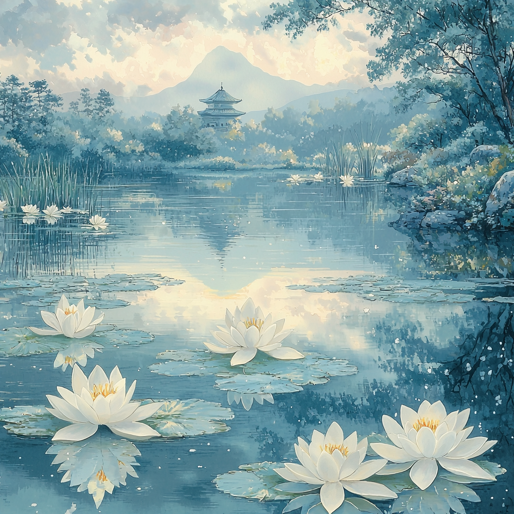 Utagawa Hiroshige Inspired Dancing Water Lilies Paint By Color