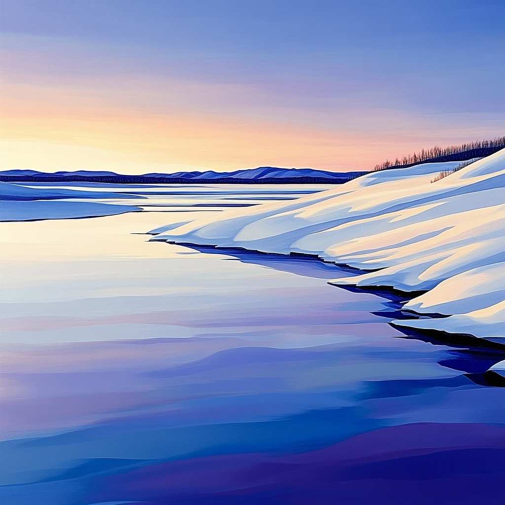 Lawren Harris Inspired Silent Northern Lake Number painting