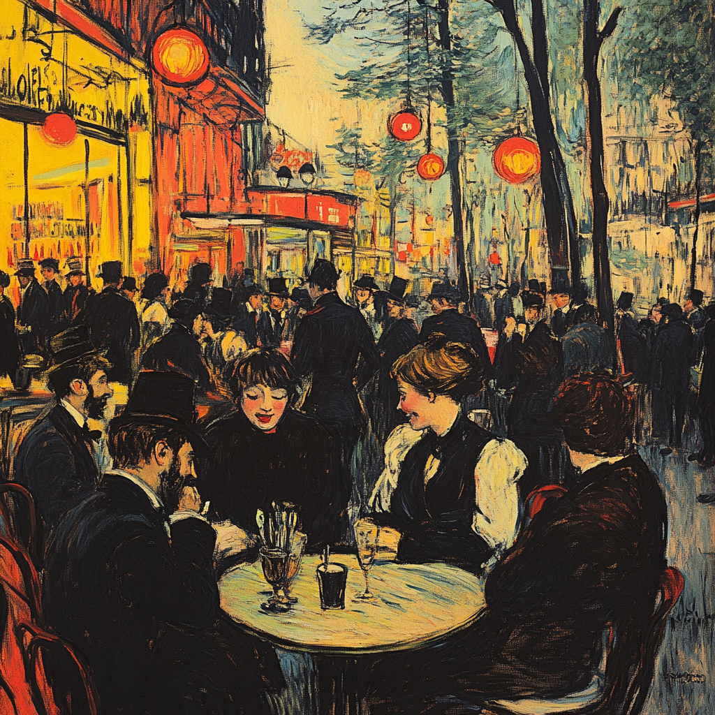 Henri De Toulouse-Lautrec Inspired Paris Cafe paint by color