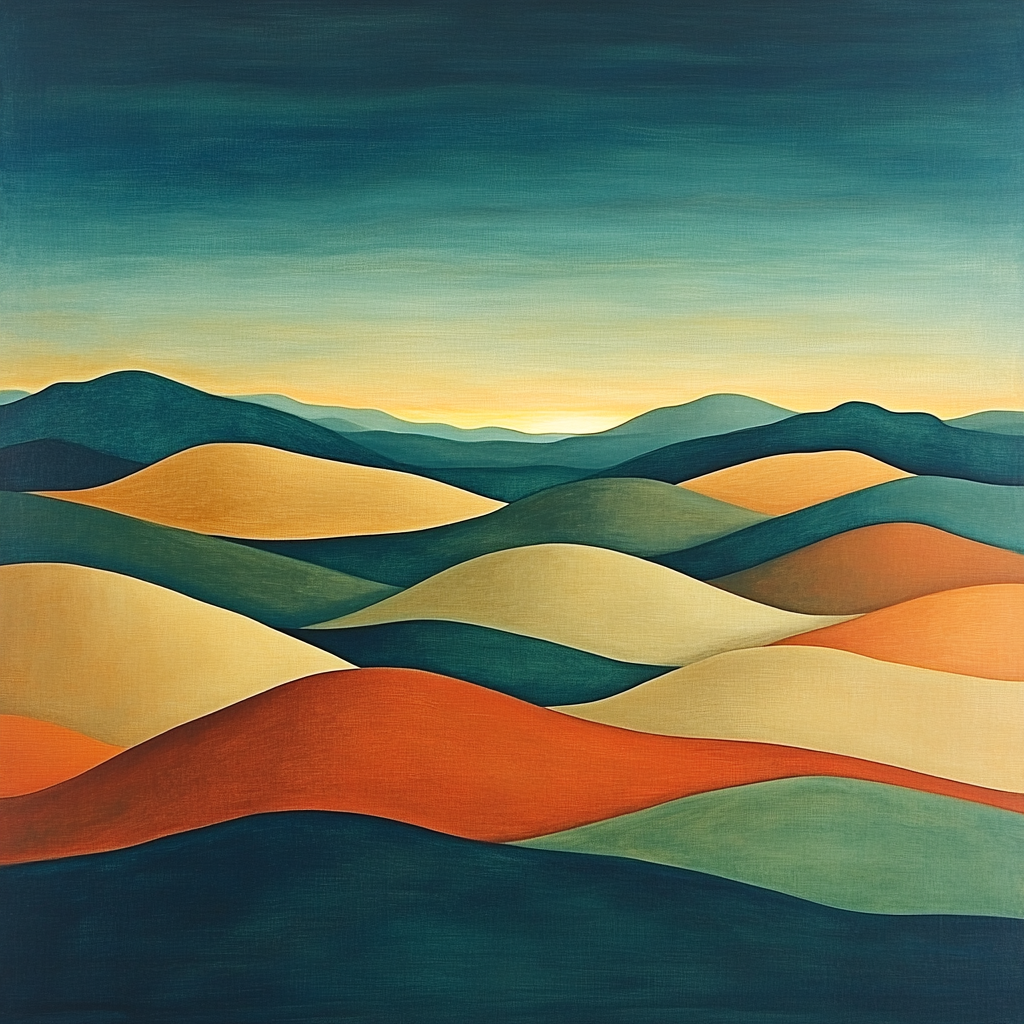 Georgia OKeeffe Inspired Rolling Desert Hills Under Blue Sky Numbered painting kits