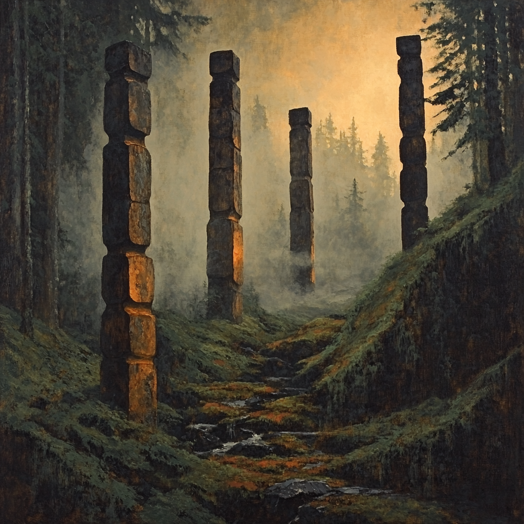 Emily Carr Inspired Totem Echoes In Mossy Ravine DIY paint by numbers