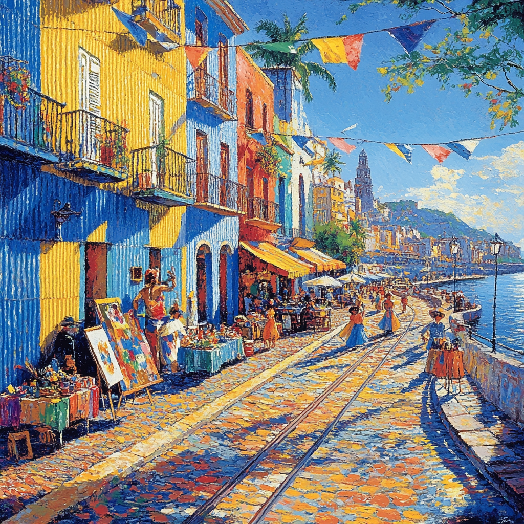 Promenade Of La Boca Colorful Houses Buenos Aires Argentina paint by number