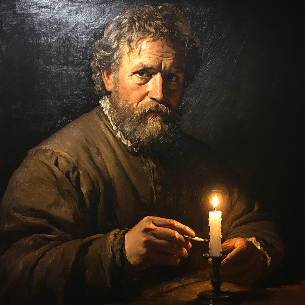 Rembrandt Inspired Candlelight Portrait Numbered painting kits