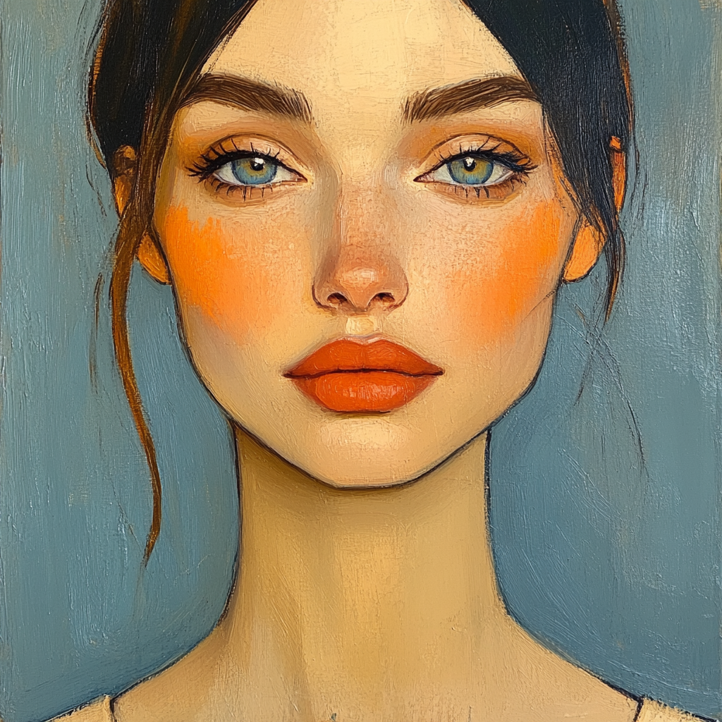 Amedeo Modigliani Inspired Tall Portrait paint by color
