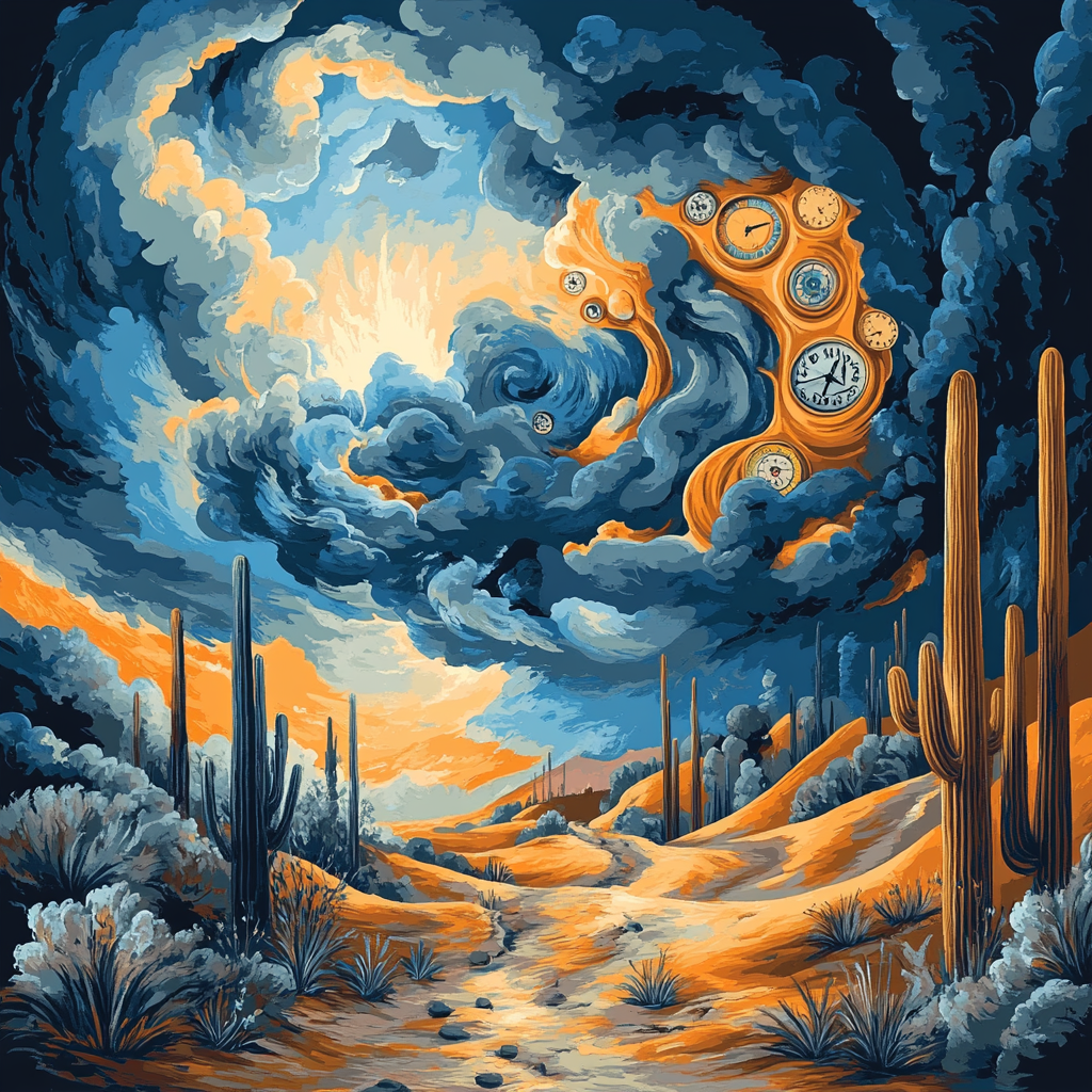 Salvador Dali Inspired Surreal Desert Storm paint by number