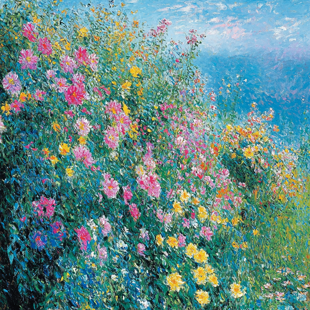 Claude Monet Inspired Dreamy Flower Garden Number Painting