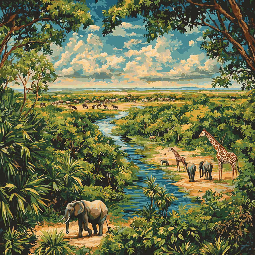 Henri Rousseau Inspired Aerial Wildlife Adventure Paint By Numbers Kits