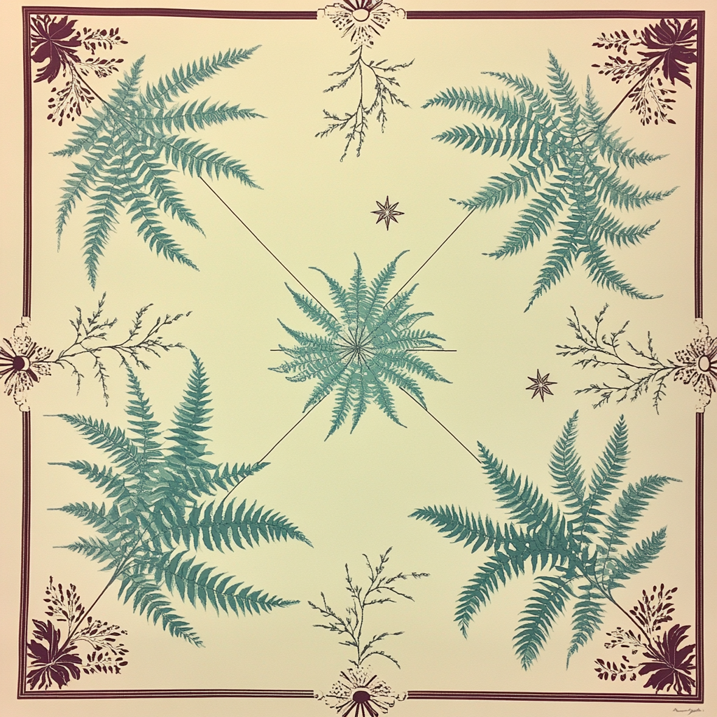 Alphonse Mucha Inspired Star Fern Allegory Number painting