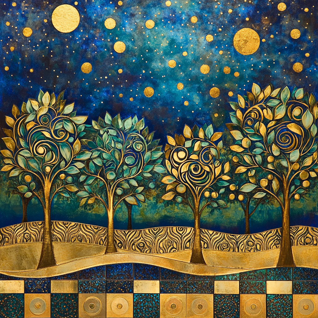 Gustav Klimt Inspired Luminous Nebula Orchard DIY paint by numbers