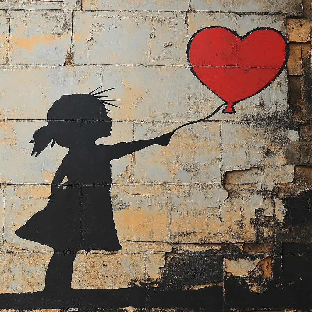 Banksy Inspired Hopeful Child With Balloon Graffiti Painting by numbers kit