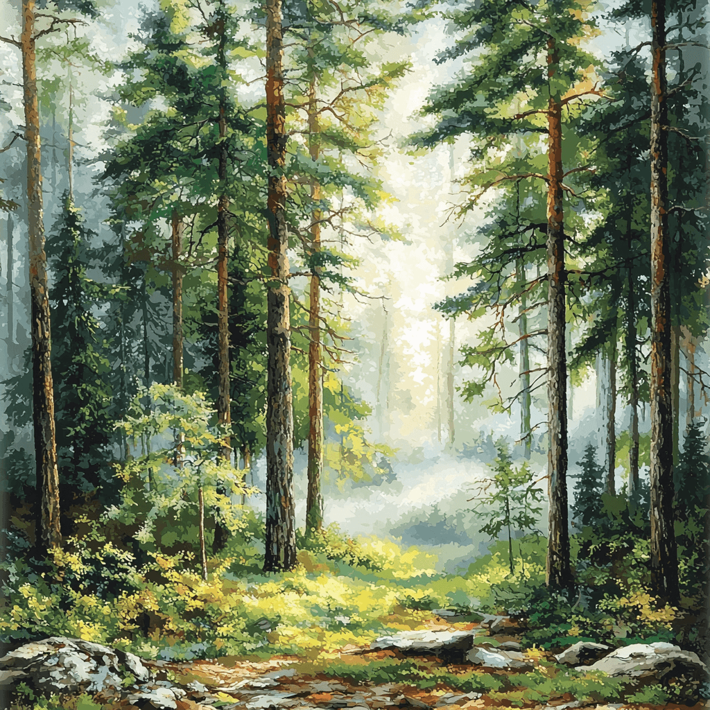 Caspar David Friedrich Inspired Forest Echoes Paint By Numbers Art