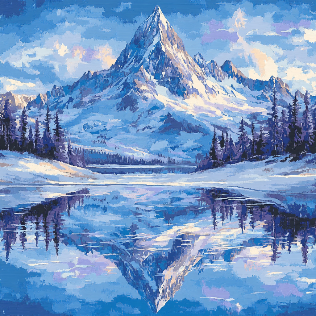 Lawren Harris Inspired Mountain Silence Over Still Lake paint by color