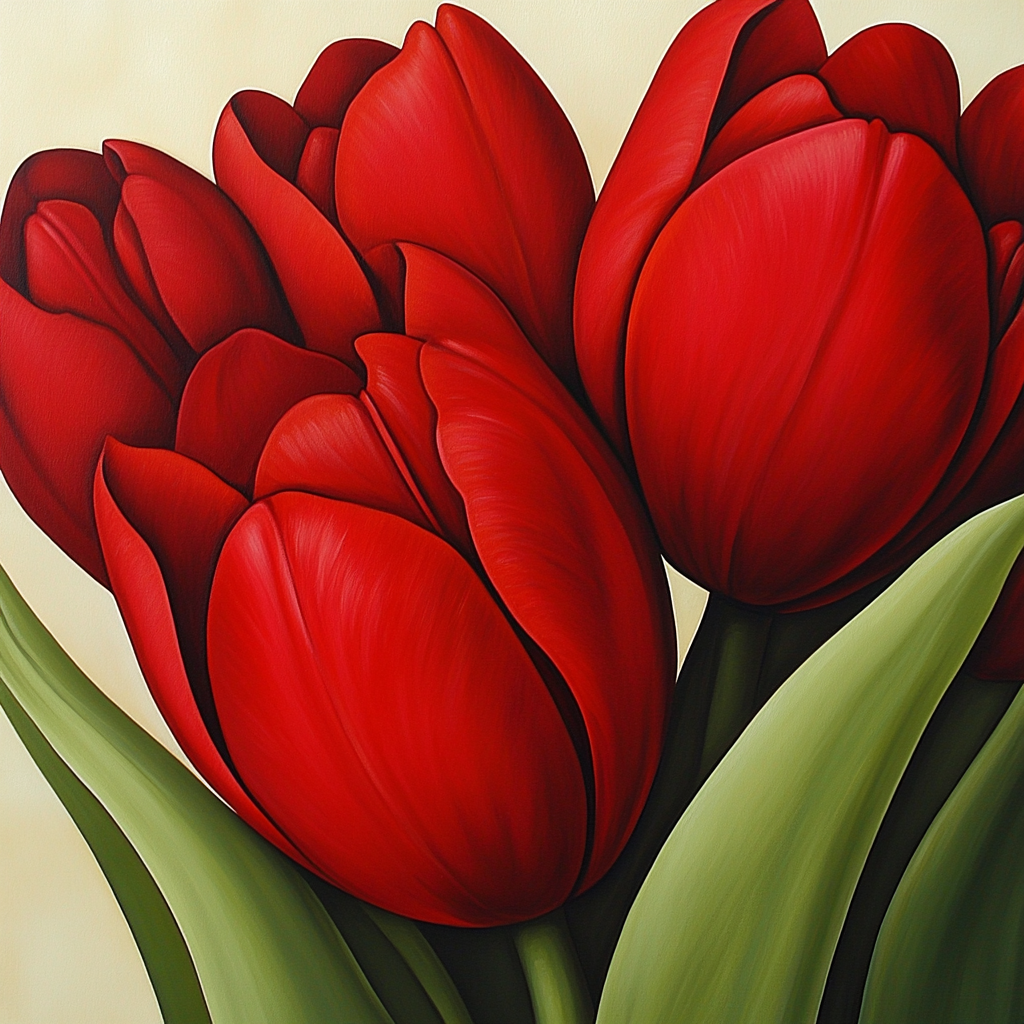 Georgia OKeeffe Inspired Red Tulips Numbered painting kits