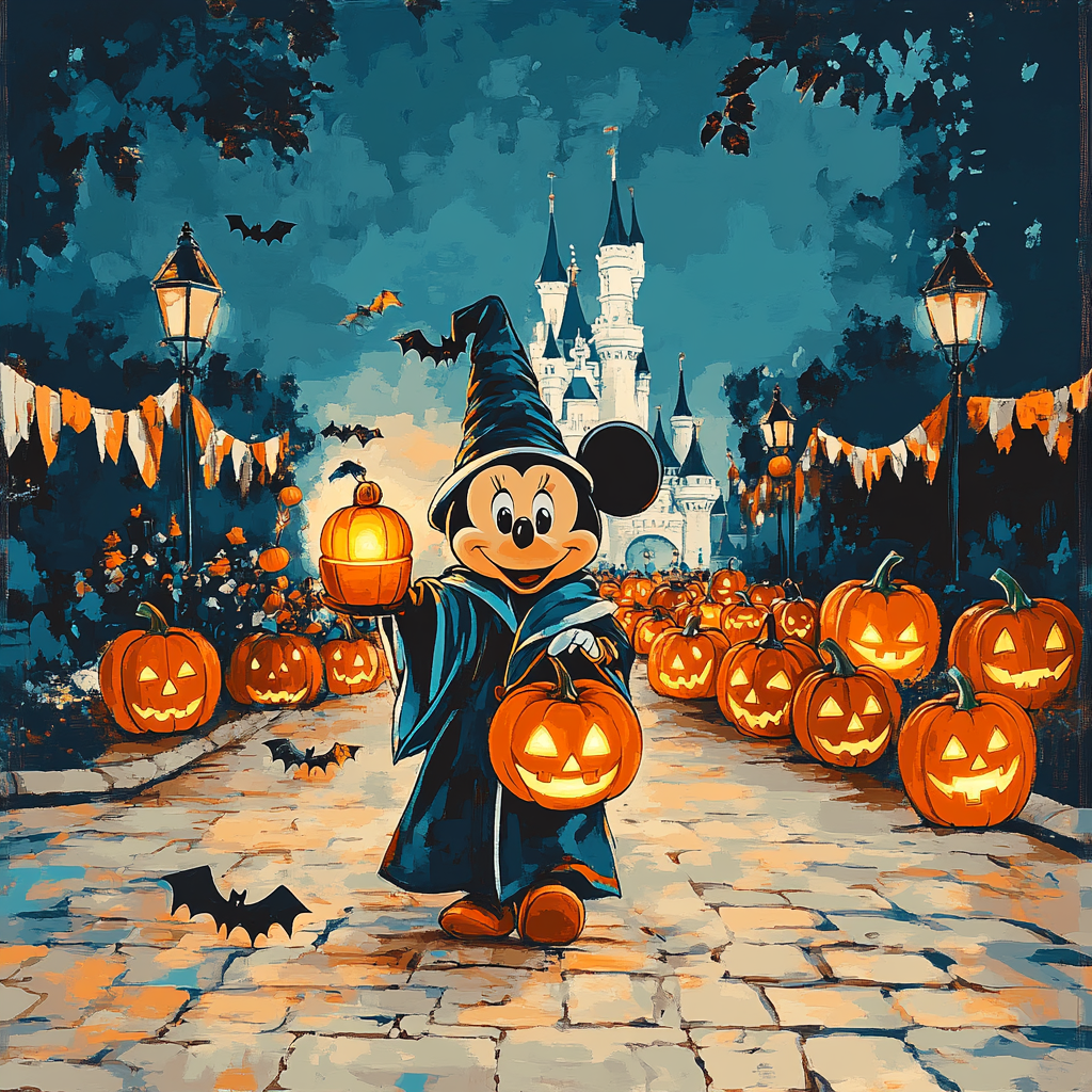 Pumpkin Lantern Parade With Mickey Paint by numbers kits