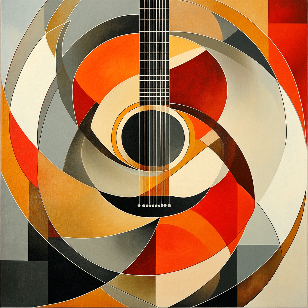 Pablo Picasso Inspired Symbolic Guitar Geometry painting number kit