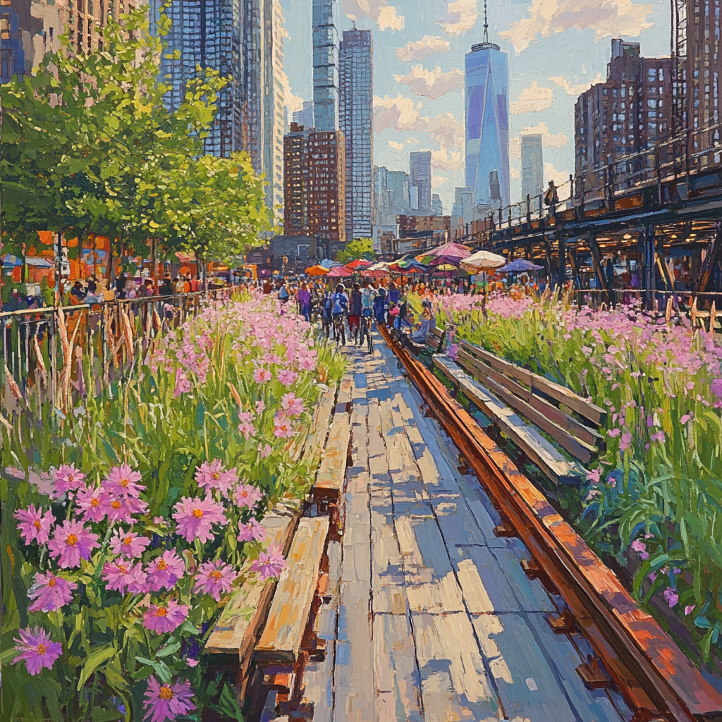 High Line Urban Garden And City View New York paint by number