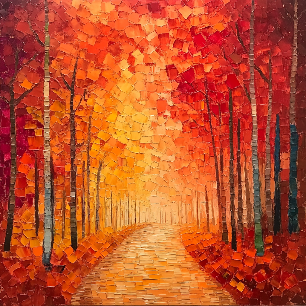 Jean-Paul Riopelle Inspired Autumn Flame Abstract Forest paint by numbers