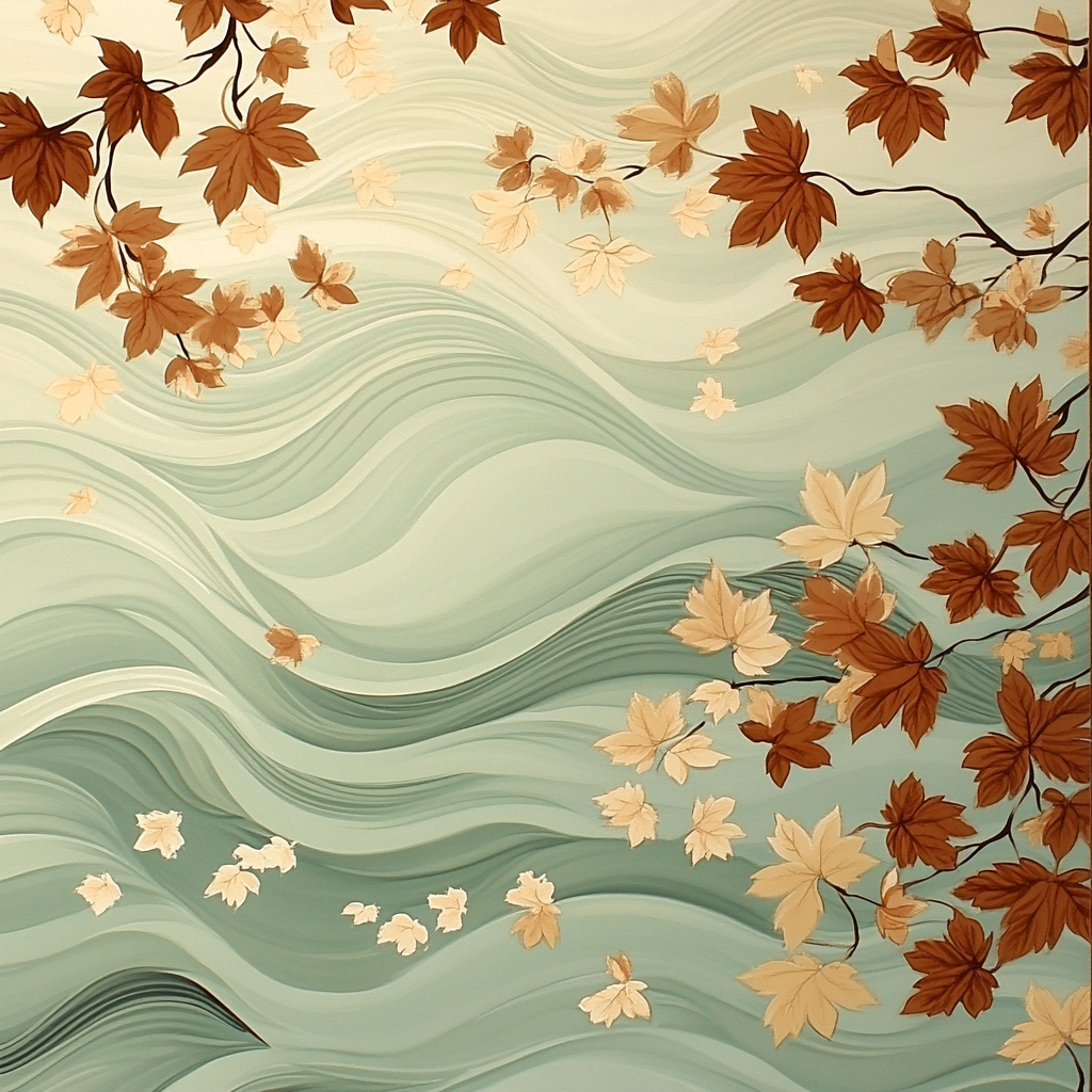 Hiroshige Inspired Autumn Tide Of Falling Leaves Paint by numbers art