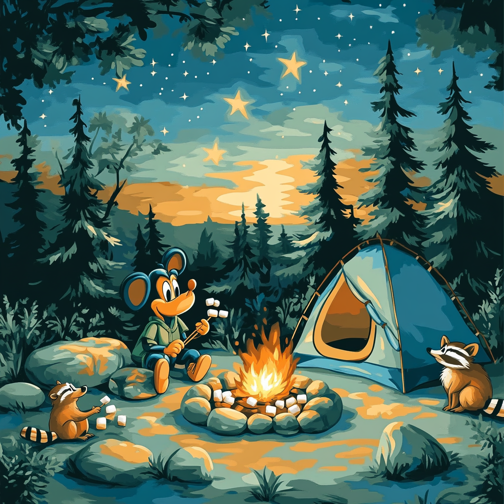 Goofy Mountain Campfire Story paint by number