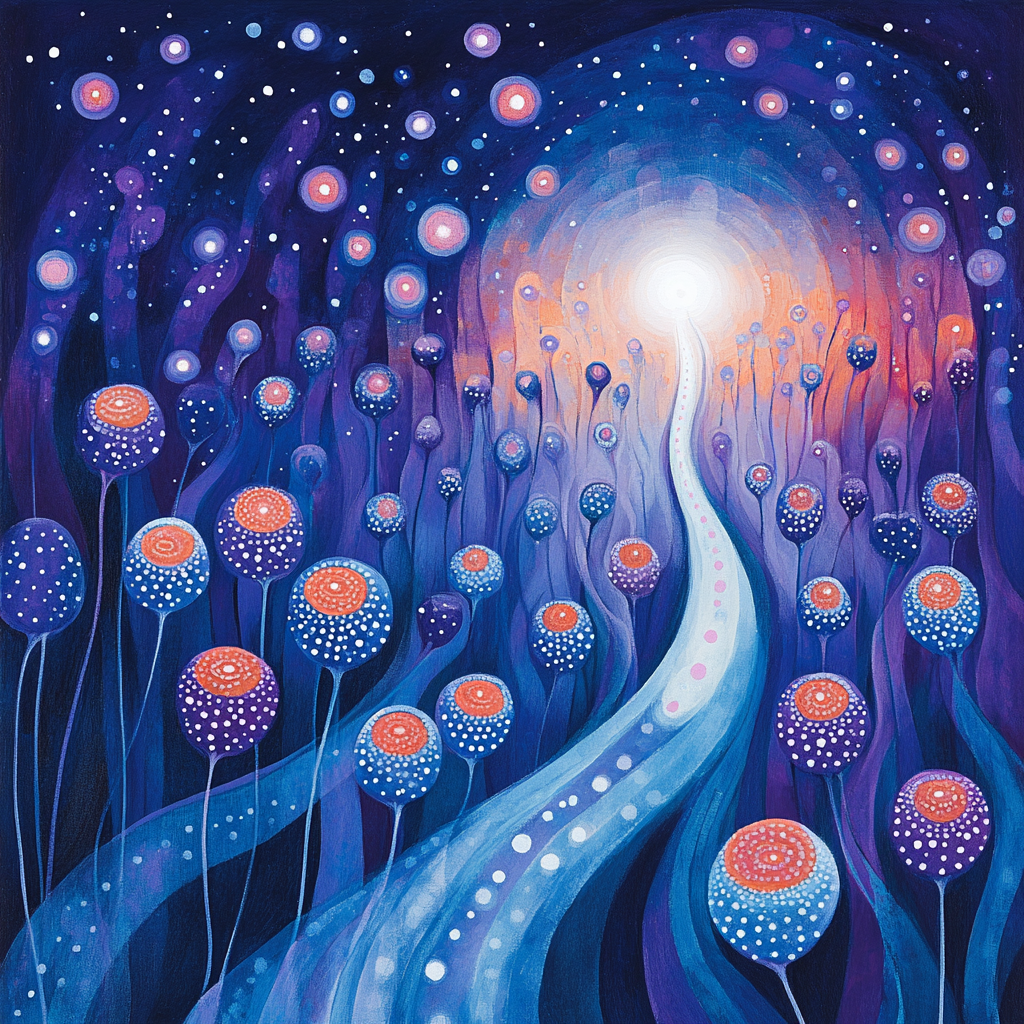 Yayoi Kusama Inspired Nebula Of Floating Pods Numbered painting kits