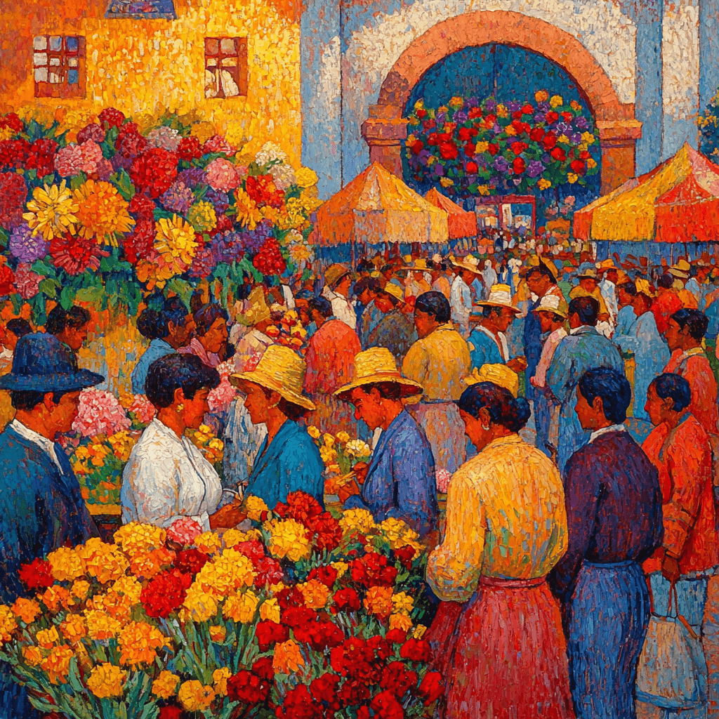 Diego Rivera Inspired Vibrant Market Revelry Paint By Numbers
