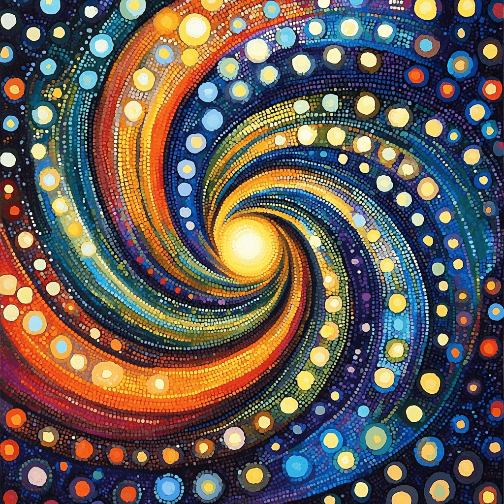 Georges Seurat Inspired Chromatic Whirl Paint By Color