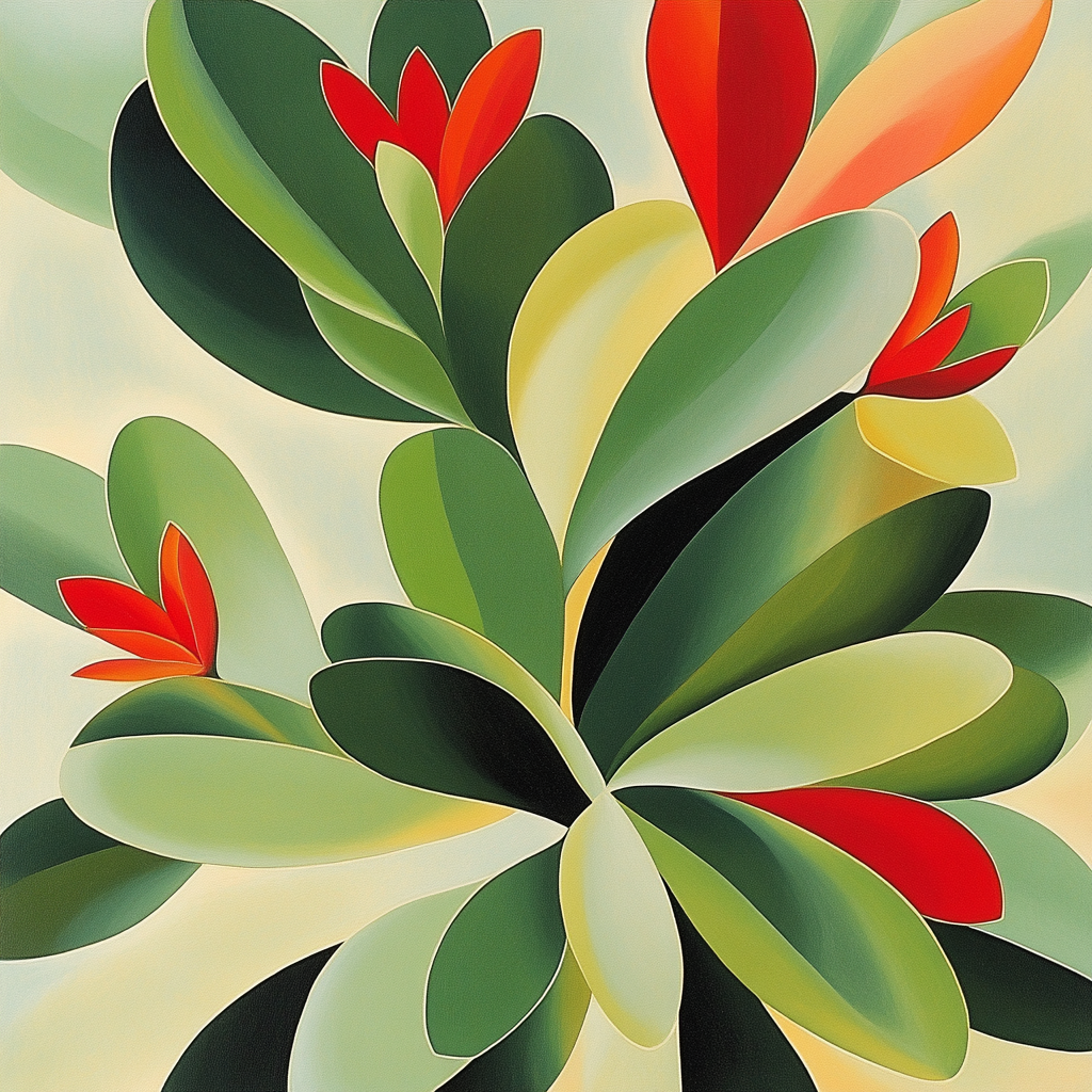 OKeeffe Inspired Abstraction Of Cacti paint by number